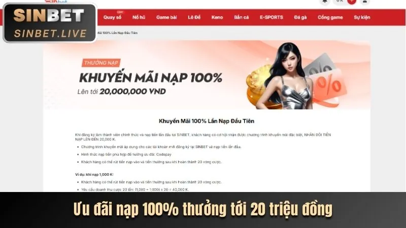 Khuyến mãi chào mừng Sinbet